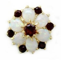 B2808 14K OPAL AND GARNET FLOWER SLIDE 